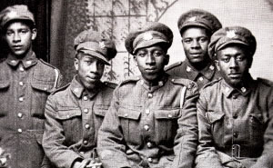 Five soldiers in uniform