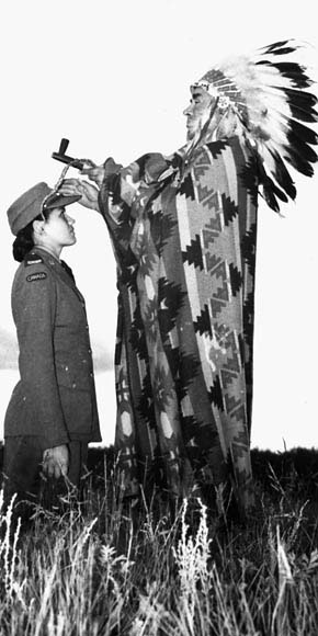 Mary Greyeyes, a member of the Canadian Women’s Army Corps, during the Second World War. 