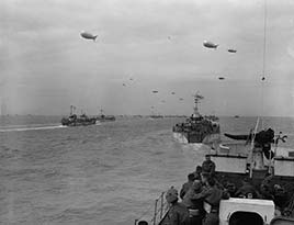 Invasion craft en route to France on D-Day.