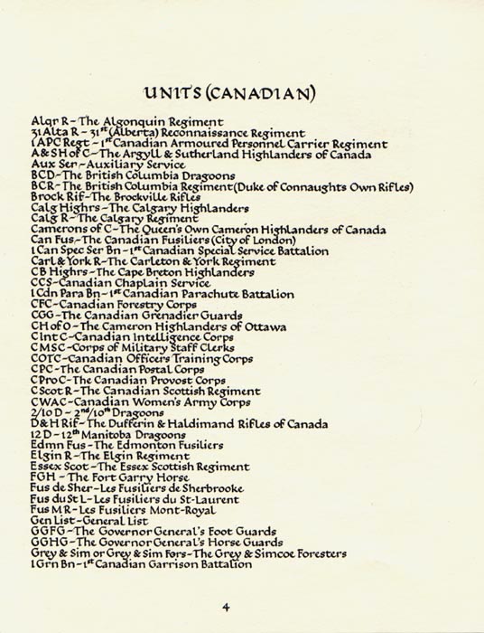 Units (Canadian) page 4 - Second World War - Text transcription to follow