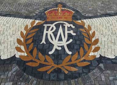 Giant Royal Canadian Air Force crest embedded in the paving stones at the Memorial entrance