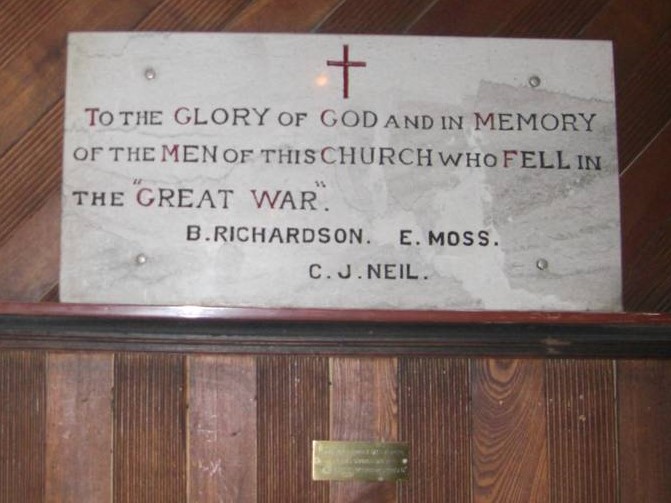Tableau d'honneur de la Première Guerre mondiale de la Première de l’église Anglesea Square de la paroisse de St Augustine