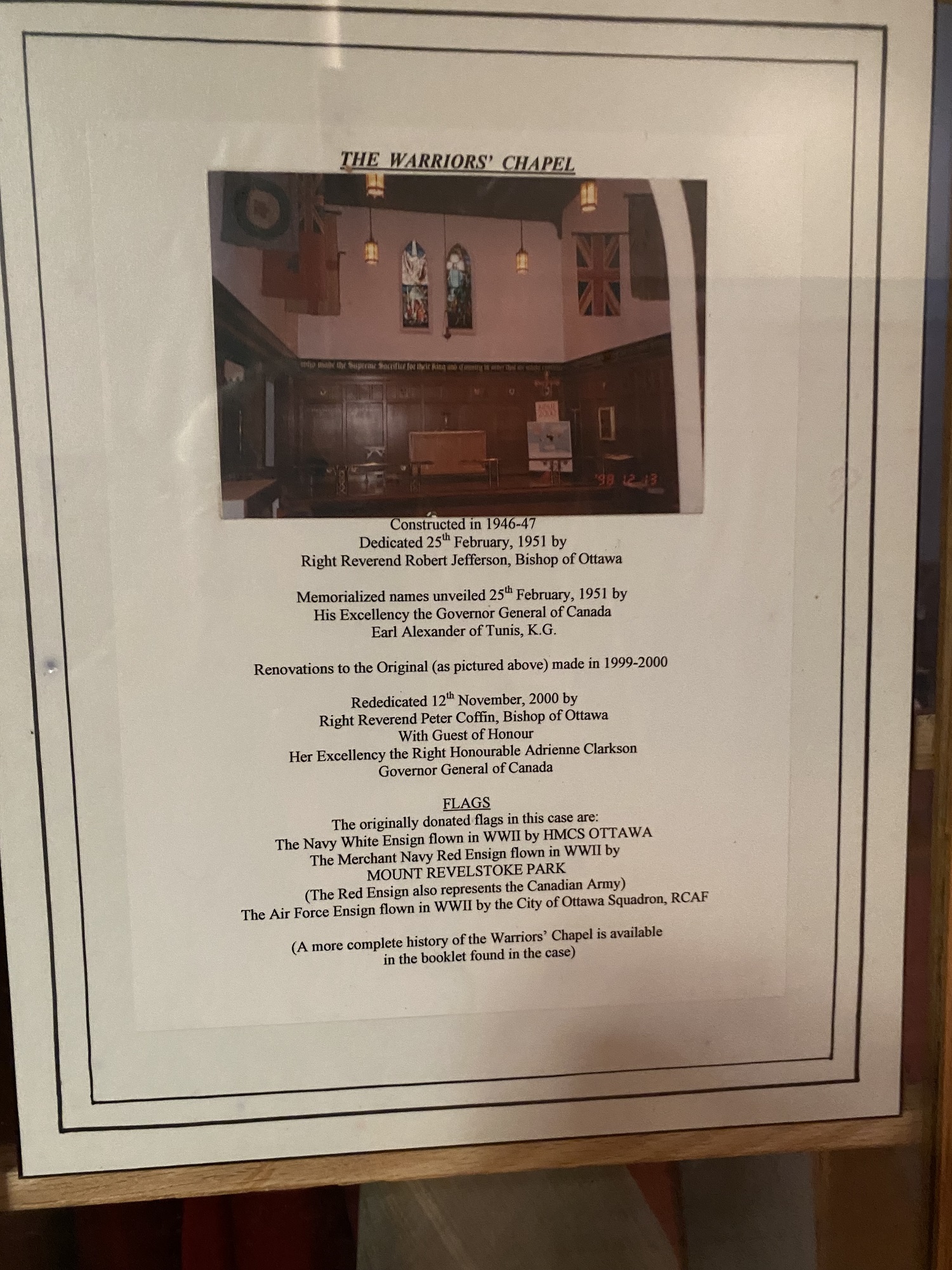 Information sur la Warriors' Chapel