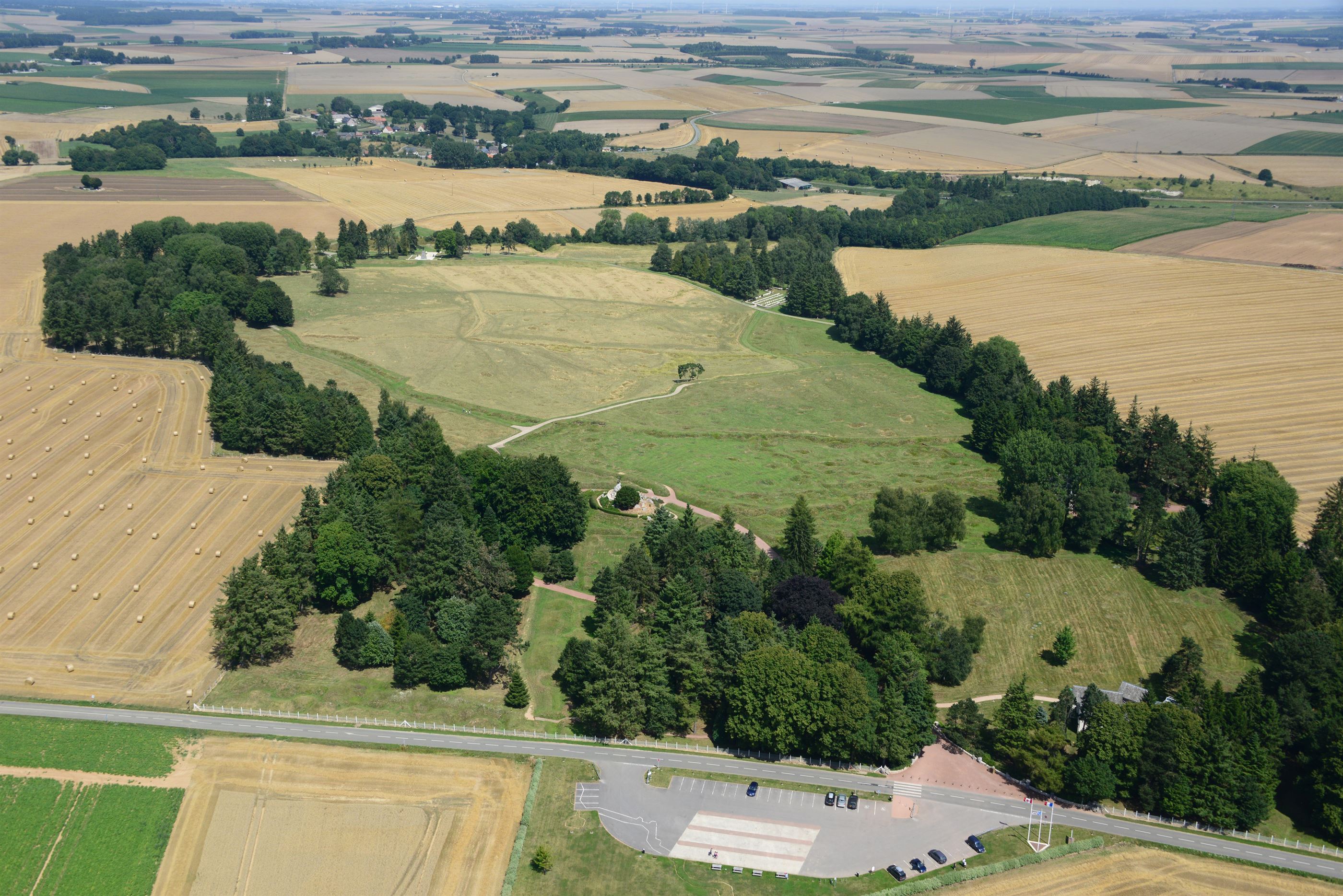 Aerial view of 30 hectares the Beaumont-Hamel Newfoundland Memorial