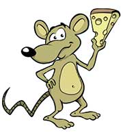 souris tenant un morceau de fromage