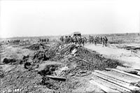 Laying a road over the crest of Vimy Ridge, April 1917.