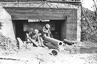 German Naval 8-inch Gun captured on the railroad at Farbus, April 1917.