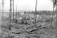 The ruined village of Farbus captured by Canadians, April 1917.