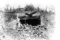 Captured German gun emplacement near Thélus, April 1917.