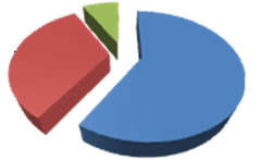A pie chart showing the percentage of clients referred by Veterans Affairs Canada, the Department of National Defence and the RCMP in 2010.  Details in text adjacent to the image.