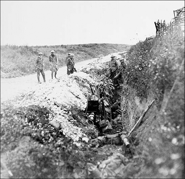 Newfoundlanders in their trench before the attack at Beaumont-Hamel.