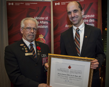 The Honourable Steven Blaney, Minister of Veterans Affairs, and Lee Naylor