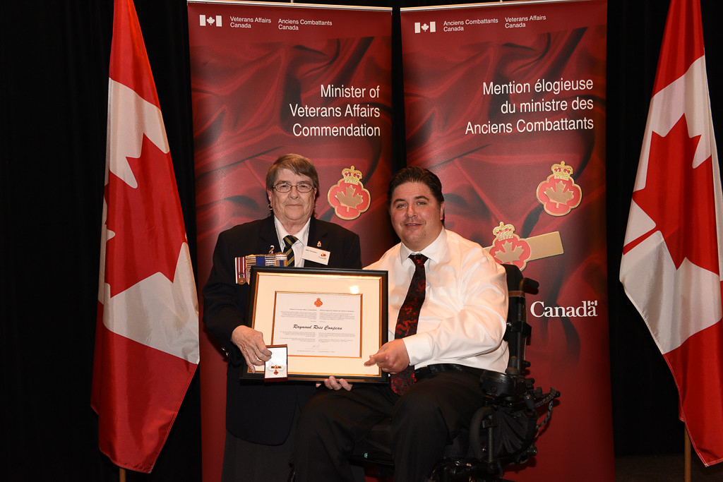 The honorable Kent Hehr, Minister for Veterans Affairs, and Raymond Ross Compeau