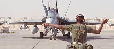Canadian CF-18 in Qatar readying for take-off