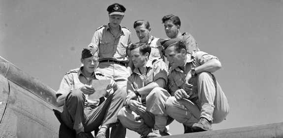 Canadian crew members of Royal Air Force number 159 night bomber Squadron.