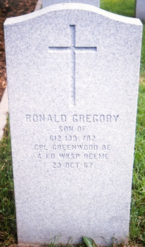 Pierre tombale de Ronald Gregory Greenwood