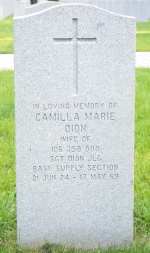 Headstone of Camilla Marie Dion