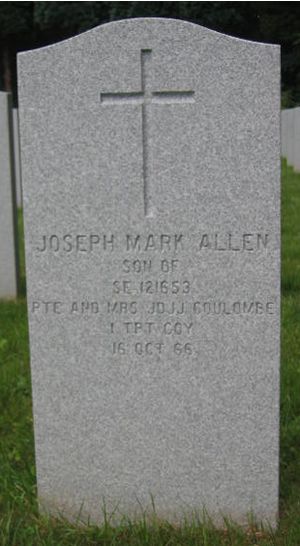 Headstone of Joseph Mark Allen Coulombe