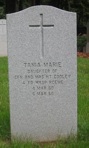 Pierre tombale de Tania Marie Cooley