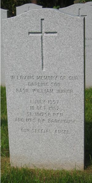 Headstone of Basil William Junior Barkhouse