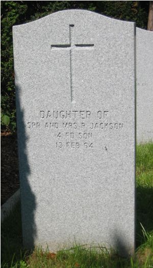 Headstone of Infant Daughter Jackson