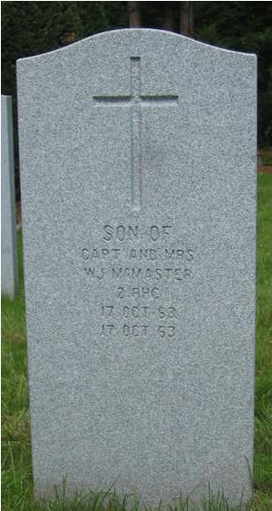 Headstone of Infant Son McMaster