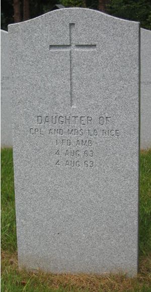 Pierre tombale de Infant Daughter Rice