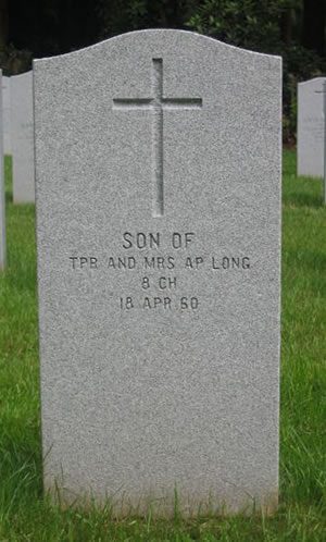 Headstone of Infant Son Long