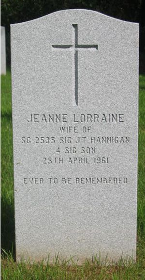 Pierre tombale de Jeanne Lorrinne Hannigan