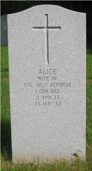 Headstone of Alice Deforge