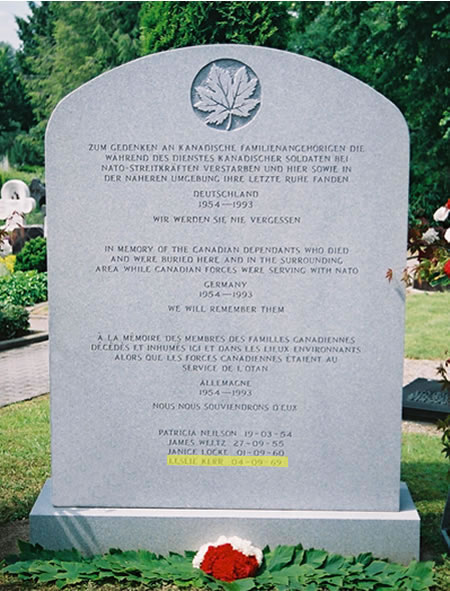 Headstone of Sandra Leslie Kerr