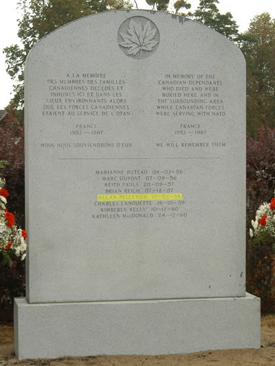 Headstone of Allan Joseph Pelletier
