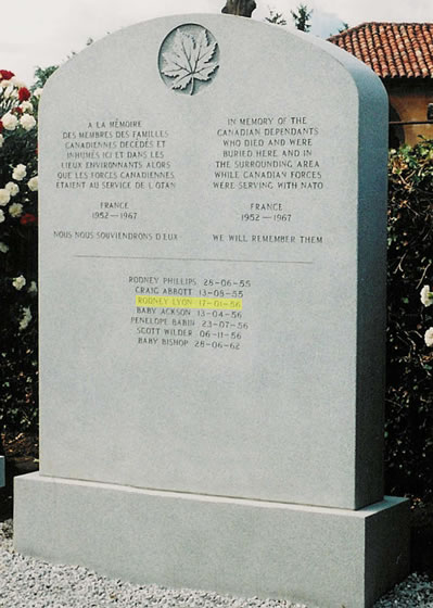 Pierre tombale de Rodney Erwin Lyon