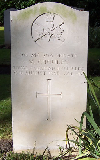 Pierre tombale de V. Choules