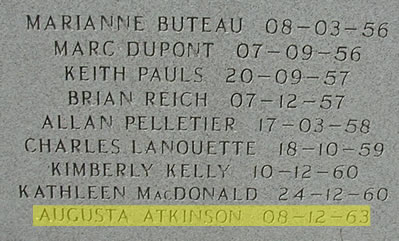 Headstone of Augusta Atkinson