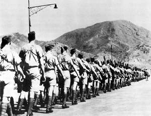 Le contingent canadien à Hong Kong, 1941. <em>(Bibliothèque et Archives Canada C-49744)</em>