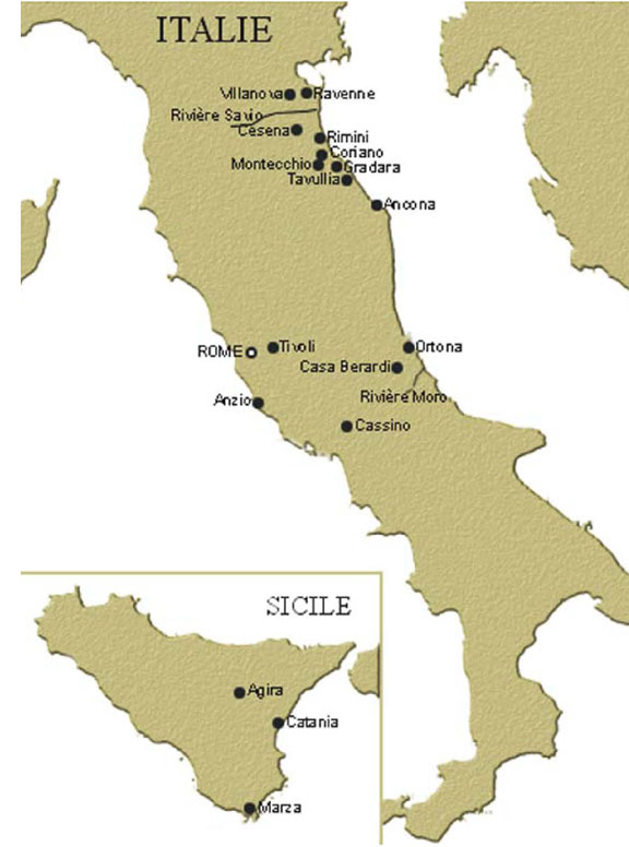 Carte sommaire de l'Italie