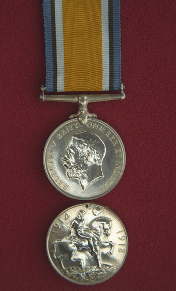 Médaille de guerre britannique. Une médaille circulaire en argent de 1,42 pouce de diamètre.