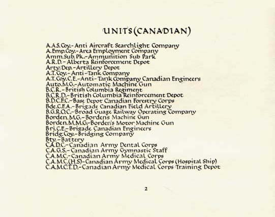 Unités canadiennes page 2 - Première Guerre mondiale - Transcription du texte à suivre