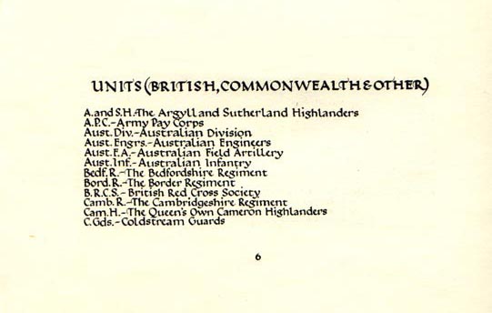 Units (British, Commonwealth and others) page 6 - First World War - Text transcription to follow