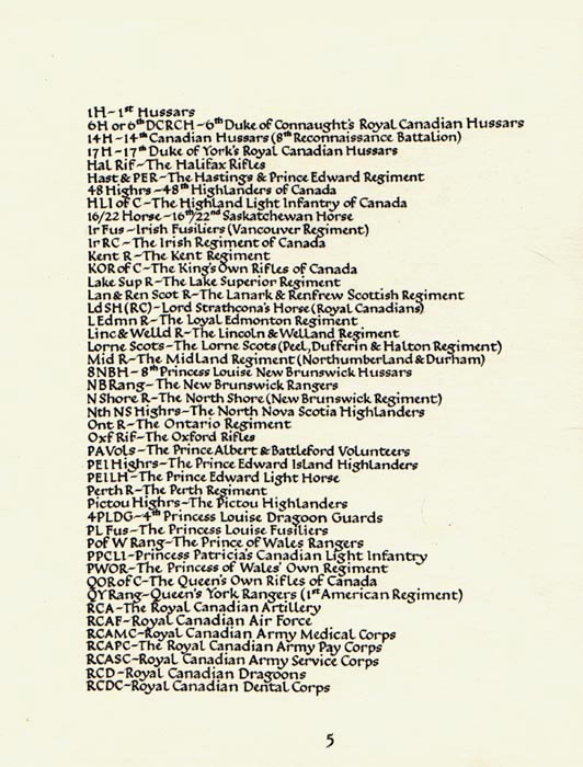 Unités canadiennes page 5 - La Seconde Guerre mondiale - Transcription du texte à suivre