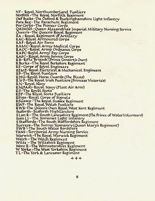 Unités britanniques page 8 - La Seconde Guerre mondiale - Transcription du texte à suivre