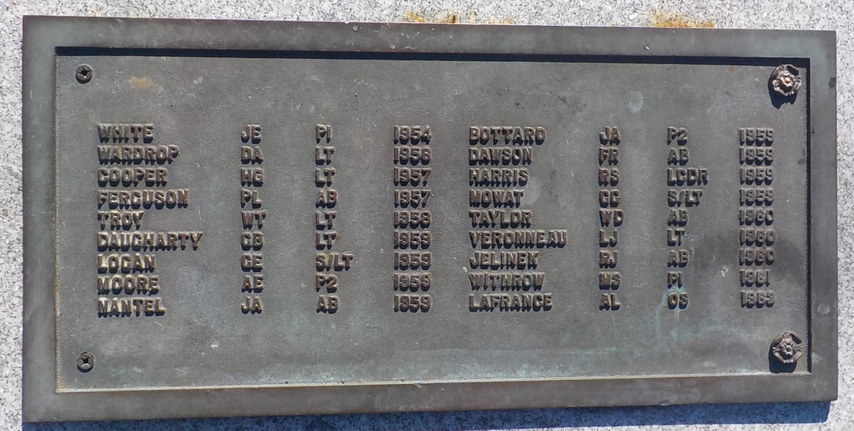 Bonaventure Anchor Memorial, panel 4 (1954-1963) 18 names.