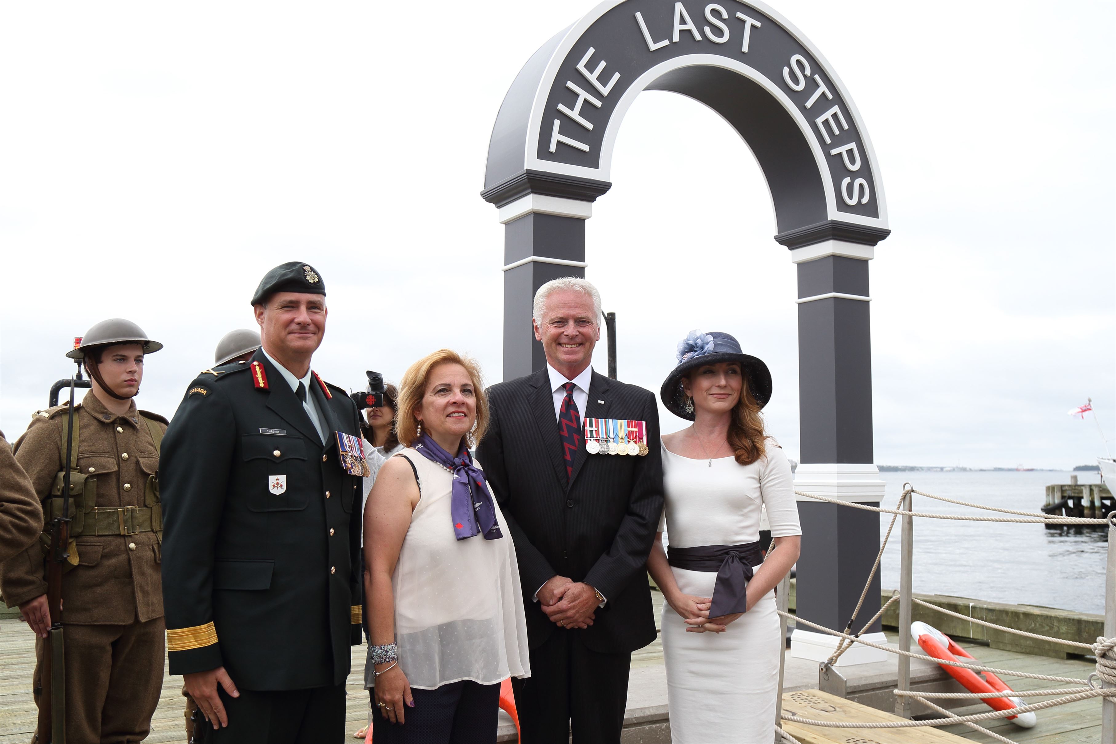 The Commander of 5th Canadian Division, Brigadier-General Carl Turenne, The NS Minister of Immigration, Lena Diab. Project Co-Chairs, Major (ret) Ken Hynes and Ms. Corinne MacLellan