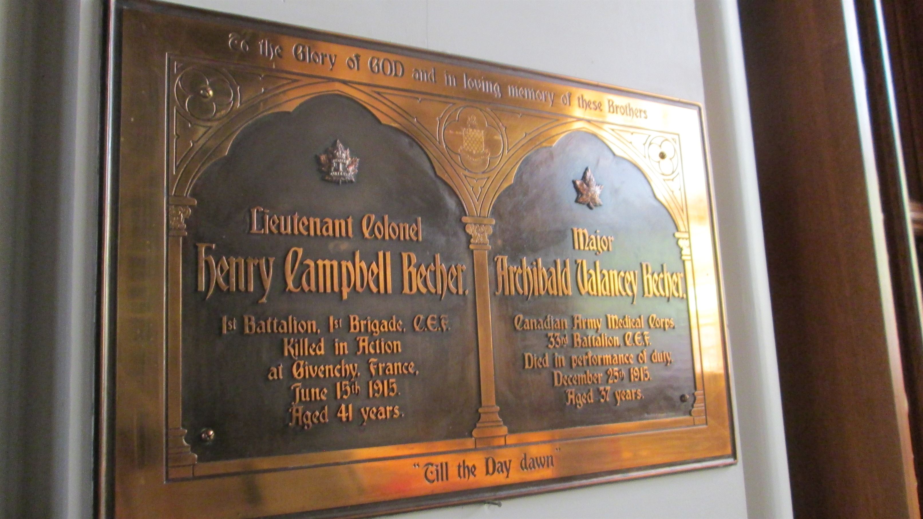 Photo 1- St Paul's Cathedral- Becher plaque (photo by R. Turcotte)