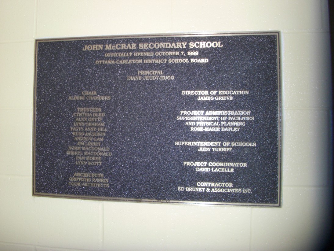 School opening plaque 