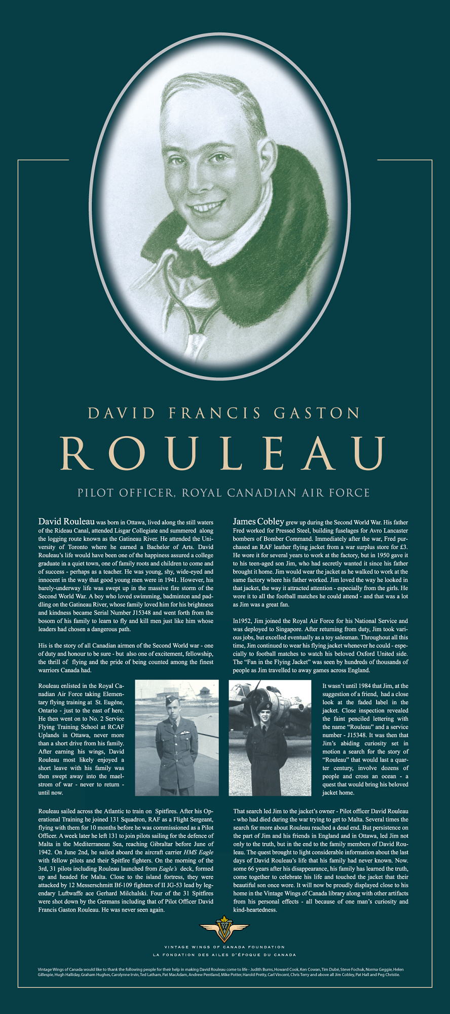 Plaque du sous-lieutenant d'aviation David Rouleau