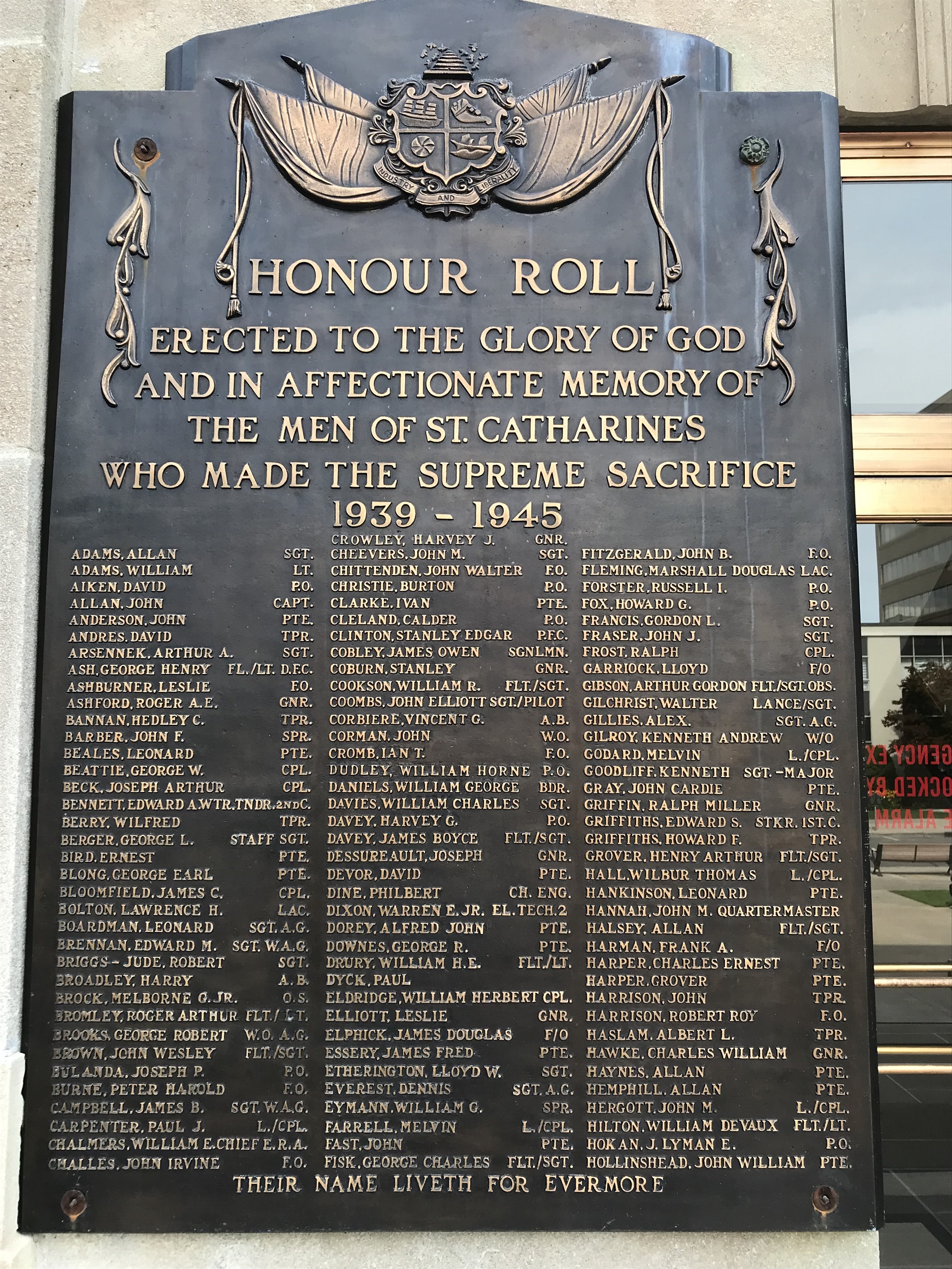 St. Catharines Second World War Honour Roll National Inventory of