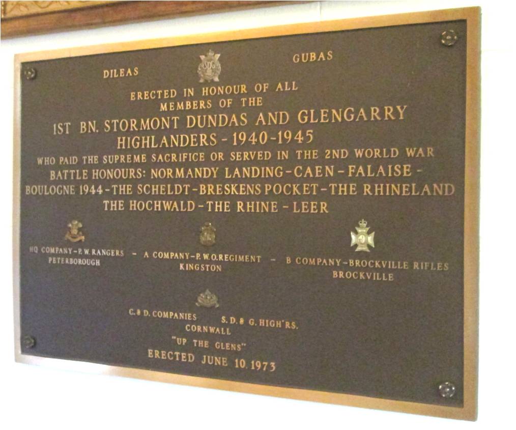 1st Battalion Stormont Dundas and Glengarry Highlanders Second World