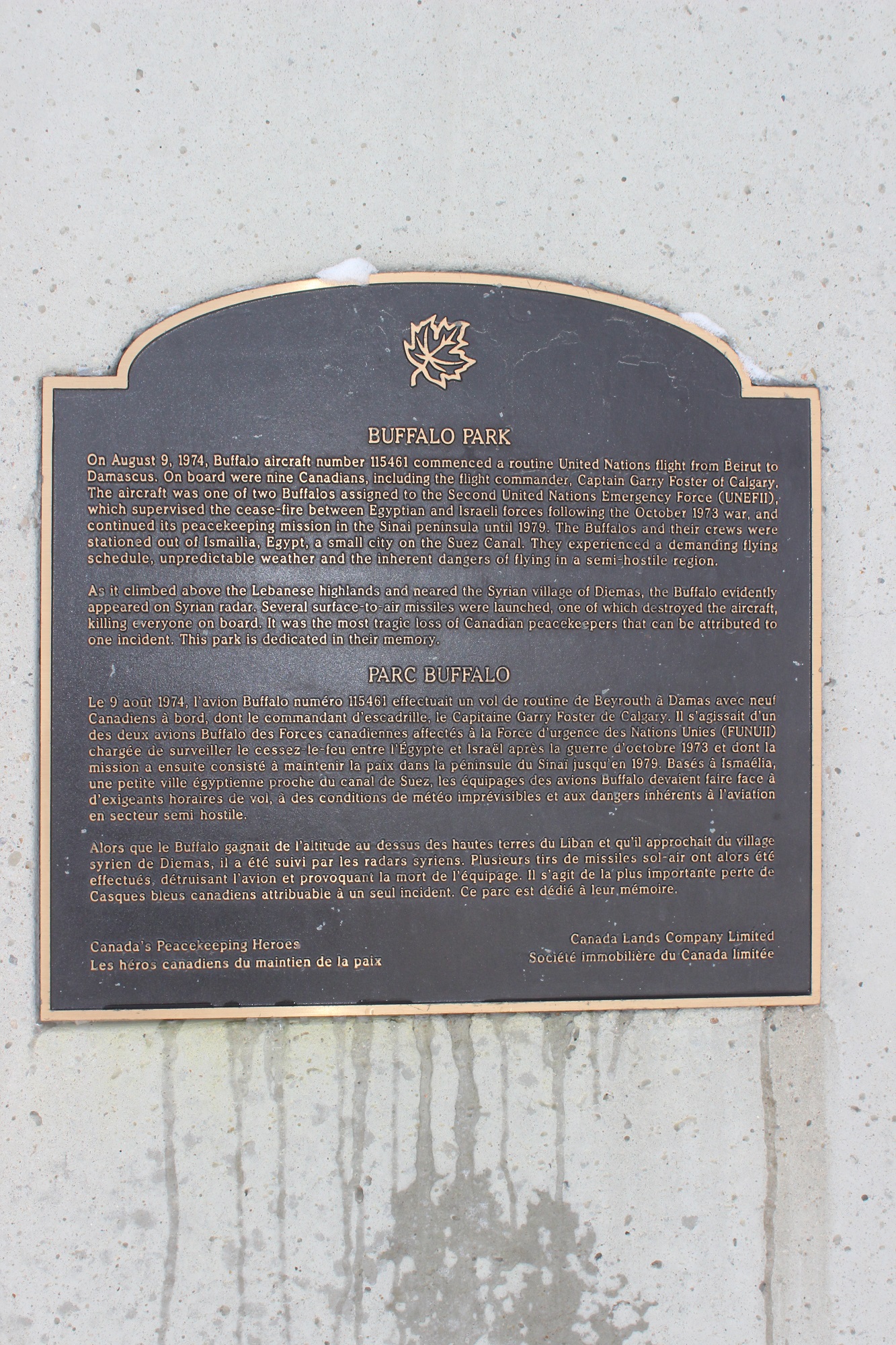 Buffalo Park plaque